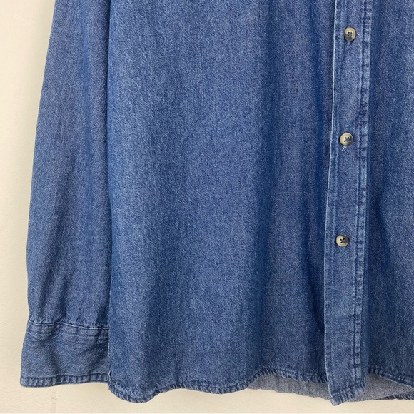 Wrangler size Medium Men’s Blue Denim Button Up Long Sleeve Shirt - Picture 3 of 7